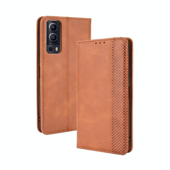 Per Vivo Y72 5G / IQOO Z3 5G fibbia magnetica retrò pazzo cavallo texture orizzontale custodia in pelle flip con supporto e carte slot e cornice fotografica (marrone)