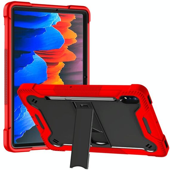 Per Samsung Galaxy Tab S8 / Galaxy Tab S7 Silicone + PC Cassa protettiva antiurto con supporto (rosso + nero)
