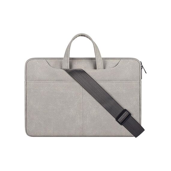 ST06SDJ Borsa per laptop business PU smerigliato con tracolla rimovibile, dimensioni: 15.6 pollici (grigio chiaro)