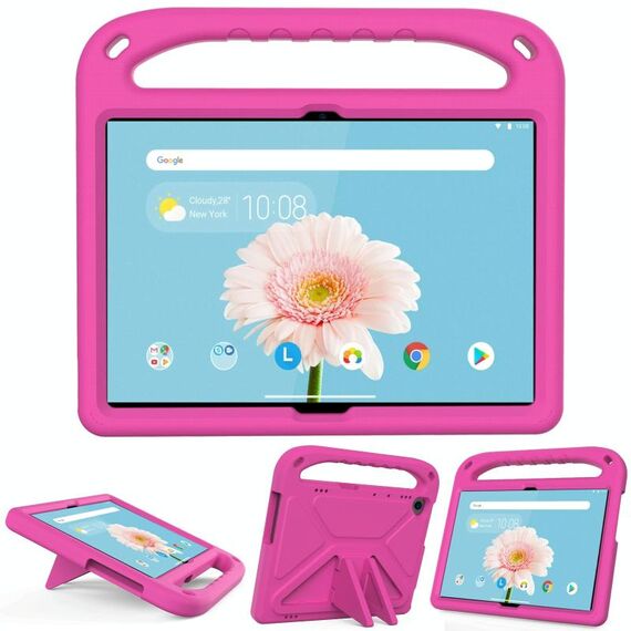 Per Lenovo TAB M10 TB-X505F & TB-X605F / P10 TB-X705F Maniglia EVA portatile EVA antiurto anti-caduta custodia protettiva con supporto triangolo (rosso rosa)