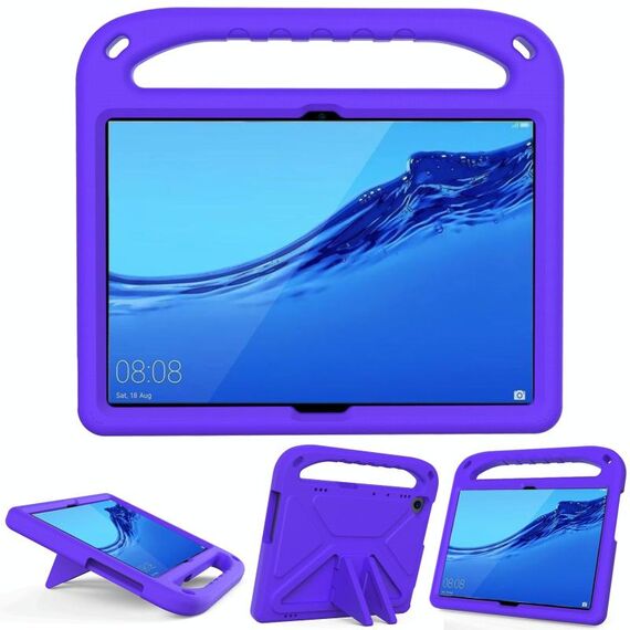 Per Huawei MediaPad T5 manico maniglia portatile EVA antiurto antiurto anti-caduta protettivo con supporto triangolo (viola)