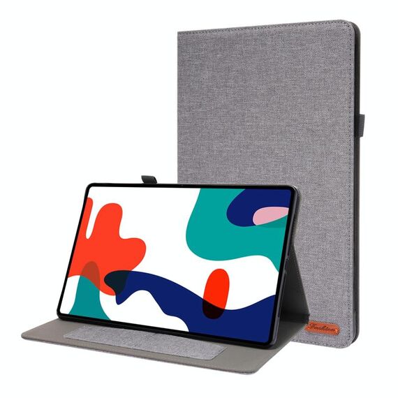 Per Huawei Matepad Pro 12.6 2021 orizzontale Flip TPU + Cassa protettiva in pelle PU in tessuto con clip per scheda nome (grigio)