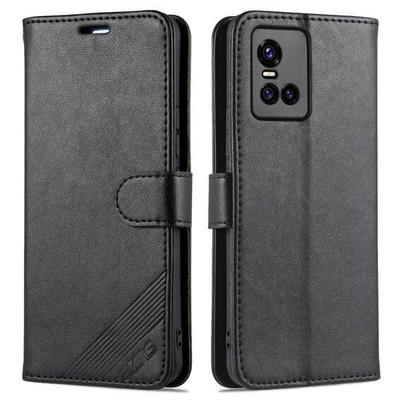 Per vivo S10 / S10 Pro Azns Struttura in pelle di pecora orizzontale in pelle orizzontale in pelle con supporto e carta Slot & Portafoglio (nero)