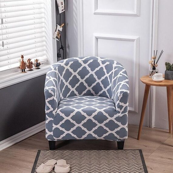 Coperchio di divano stampato a semicerchio a semicerchio all-inclusive elastico (grigio stile)