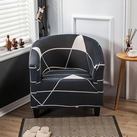 Coperchio del divano stampato a semicerchio singolo all-inclusive elastico (spazio grigio)