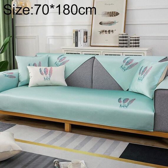 Pattern di piume Summer Ice Seta antiscivolo Copertura completa Cover Cover Cover, Dimensioni: 70x180cm (verde chiaro)