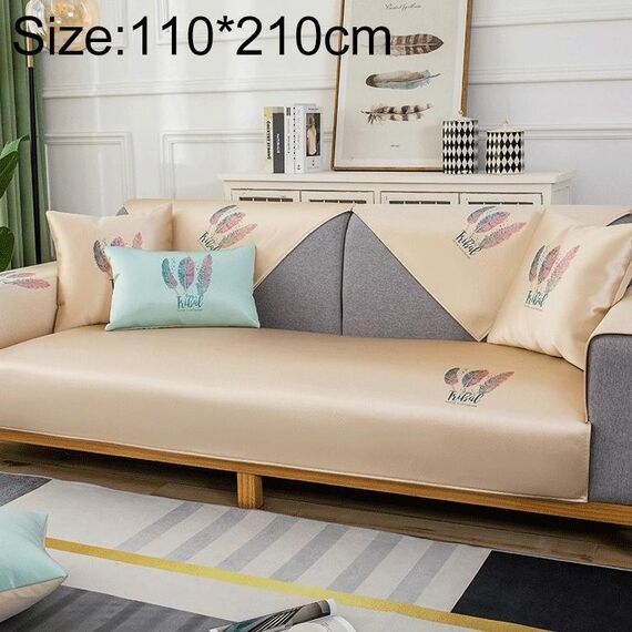 Pattern di piume Summer Ice Seta antiscivolo Cover Copertura completa Cover Cover, Dimensioni: 110x210cm (oro)