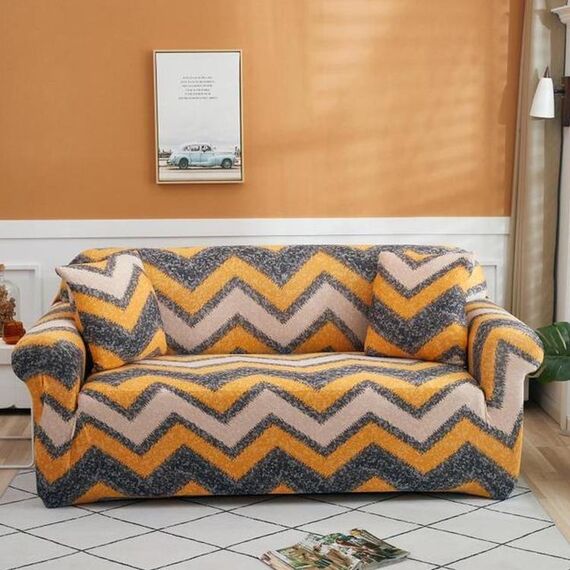 Doppio sedile Soggiorno Four Seasons Elastic Copertura completa Sofà antiscivolo Copertura, Dimensioni: 145 x 185 cm (onda)