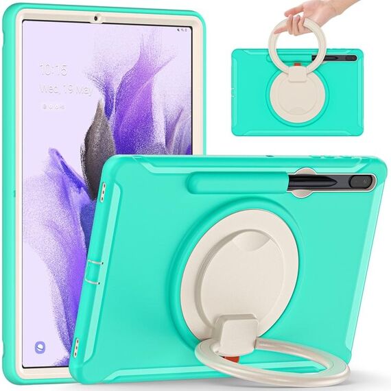 Per Samsung Galaxy Tab S8 + / TAB S8 PLUS / TAB S7 FE / TAB S7 + / S7 FE / TAB S7 + / S7 FE 12,4 pollici T970 TPU antiurto TPU + custodia protettiva per PC con rotazione a 360 gradi Pieghevole con manico Pieghevole porta con impugnatura e slot a penna (ve