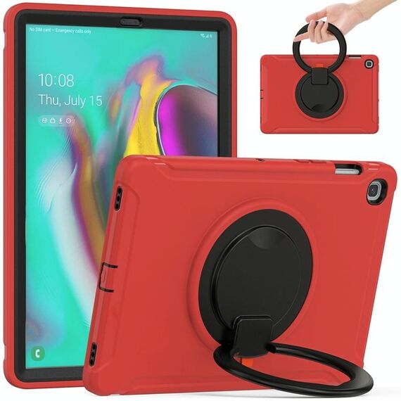 Per Samsung Galaxy Tab Tab S5E 10.5 pollici T720 2019 TPU antiurto TPU + custodia protettiva per PC con rotazione a 360 gradi Pieghevole maniglia pieghevole Holder & Slot a penna (rosso)