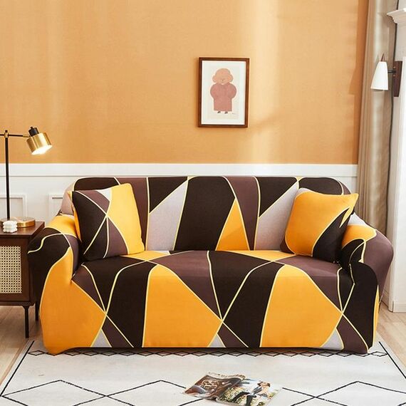 Copertura a doppio sedile copertura elastica elastica antiscivolo (arancia geometrica)