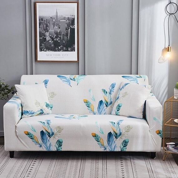 Double Seat Four Seasons Printing Full Coverage Elastic Non-slip Sofa Cover(Wing)