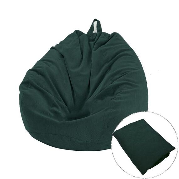 Copertura del divano della sedia del sacchetto della sedia del sacchetto della pigro di velluto a coste, Dimensioni: 85x110cm (verde scuro)