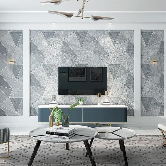Home Geometric Wallpaper Deerskin Velvet Wallpaper non autoadesiva Sfondo addensato, Dimensioni: 53x1000 cm (grigio chiaro)