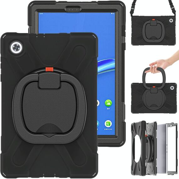 Per Lenovo Tab M10 HD 2020 x306x / f Custodia protettiva in silicone + PC con supporto e tracolla (nero)