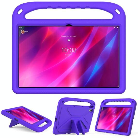 Per Lenovo Tab P11 TB-J606F / TAB P11 PLUS TB-J607F Maniglia portatile EVA antiurto antiurto anti-caduta custodia protettiva con porta triangolo (viola)