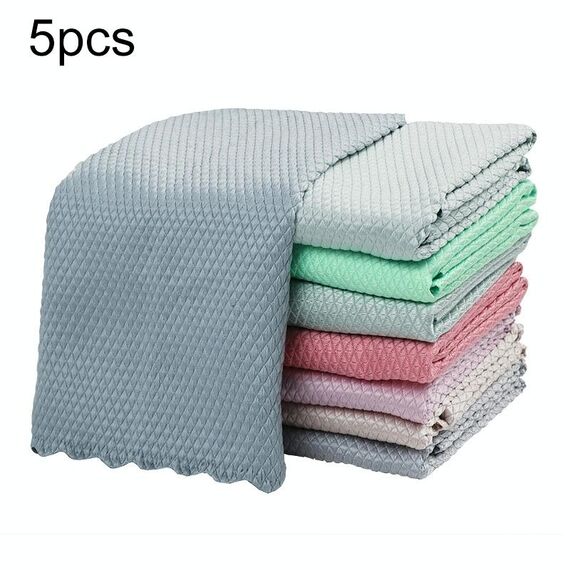 5 pezzi non marcatura e pesci facile da secco stracci da cucina Asciugamani da cucina, consegna colore casuale, specifica: 25x25 cm (sfuso, senza imballaggio)