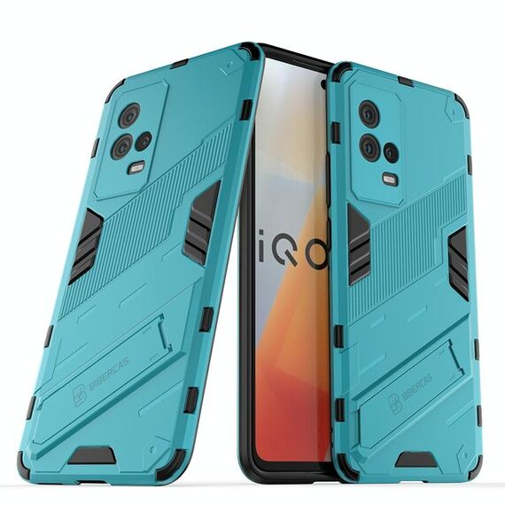 Per vivo Iqoo 8 Punk Armor 2 in 1 PC + custodia antiurto TPU con supporto invisibile (blu)