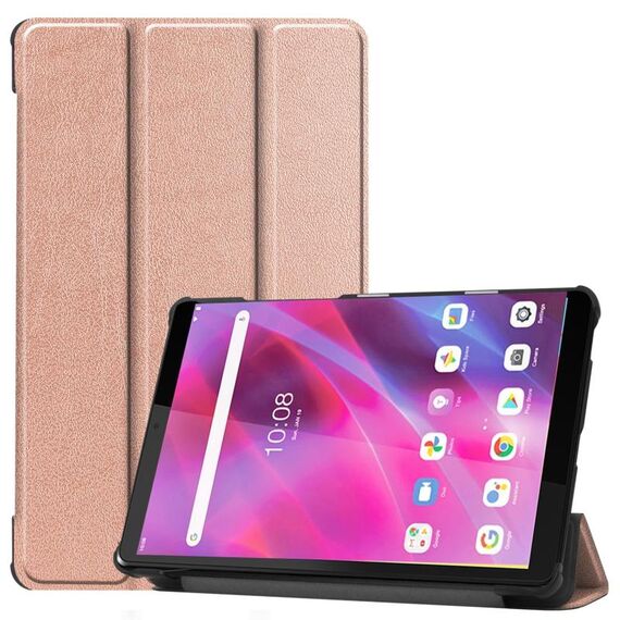 Per Lenovo TAB M8 3rd Gen Struttura custer Caso in pelle flip orizzontale con supporto a tre pieghevoli (oro rosa)