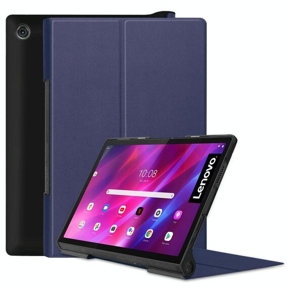 Per Lenovo Yoga Tab 11 custer trama orizzontale flip custodia in pelle PU con supporto e supporto / funzione sveglia (blu scuro)