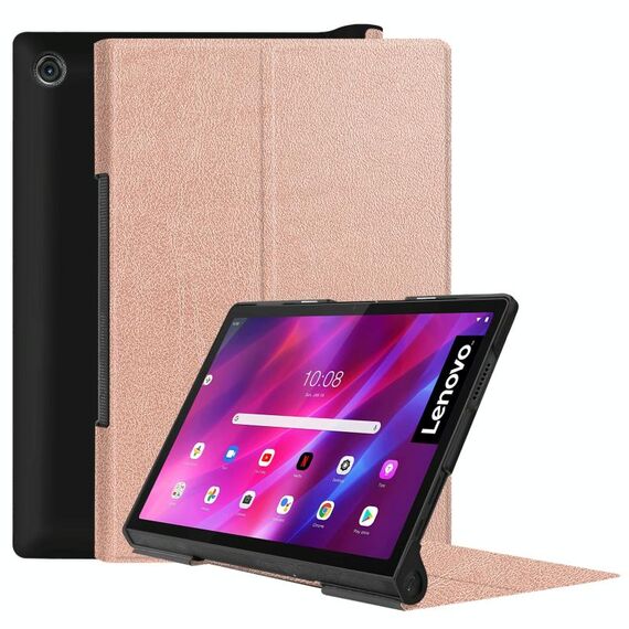 Per Lenovo Yoga TAB 11 Custer trama orizzontale flip custodia in pelle PU con supporto e sleep / wake-up funzione (oro rosa)