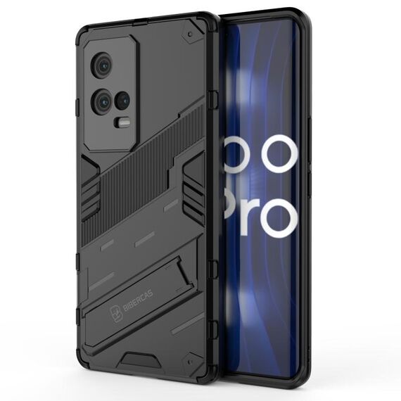 Per vivo Iqoo 8 Pro Punk Armor 2 in 1 PC + custodia antiurto TPU con supporto invisibile (nero)