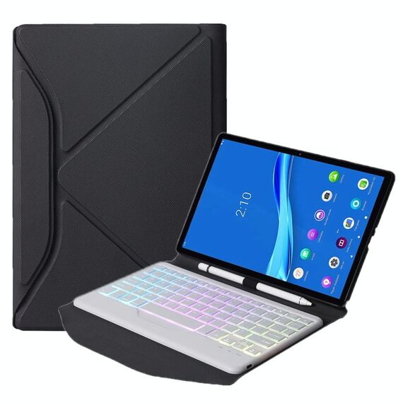 BM10S Retroilluminazione Edizione Diamond Texture Custodia in pelle Bluetooth Bluetooth con penna Slot & Triangolare Supporto posteriore per Lenovo Smart Tab M10 HPD Plus TB-X606F 10.3 pollici (Bianco Bianco)