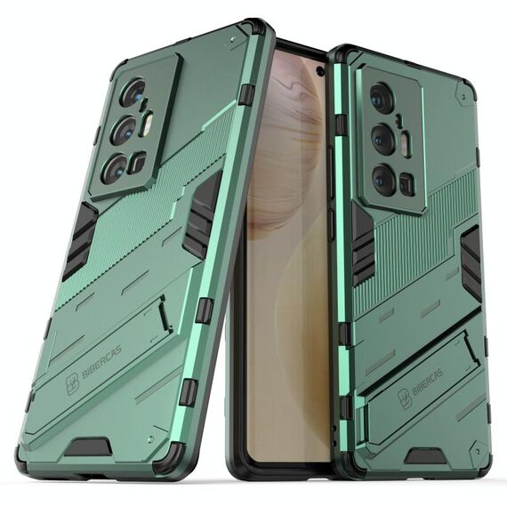 Per Vivo X70 Pro + Punk Armor 2 in 1 PC + custodia antiurto TPU con supporto invisibile (verde)