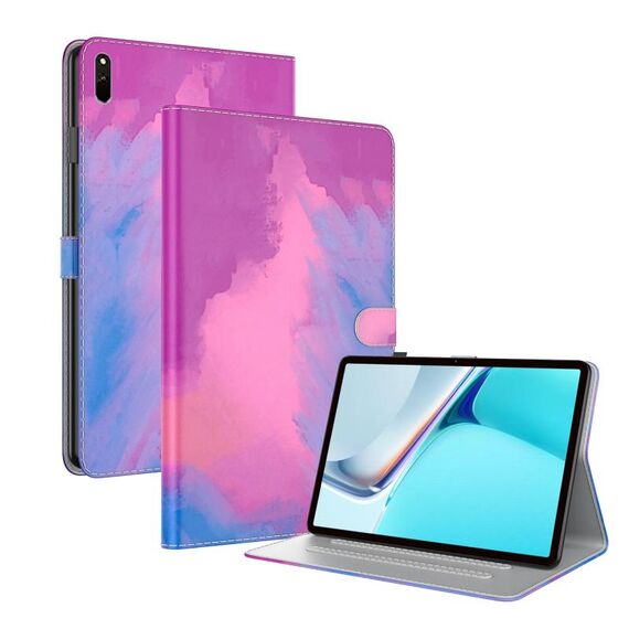 Per Huawei Matepad 11 (2021) Tensione acquerello motivo acquerello Sensazione di pelle MAGNETIC orizzontale flip custodia in pelle PU con supporto (viola)