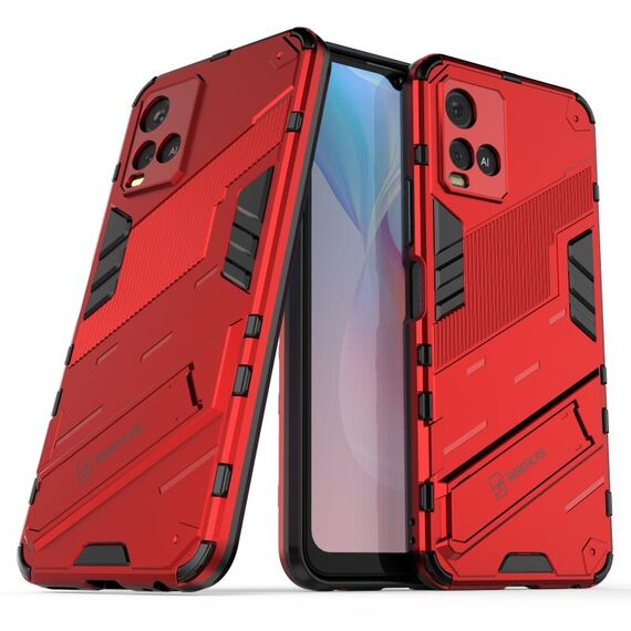 Per vivo Y21 Punk Armor 2 in 1 PC + custodia antiurto TPU con supporto invisibile (rosso)