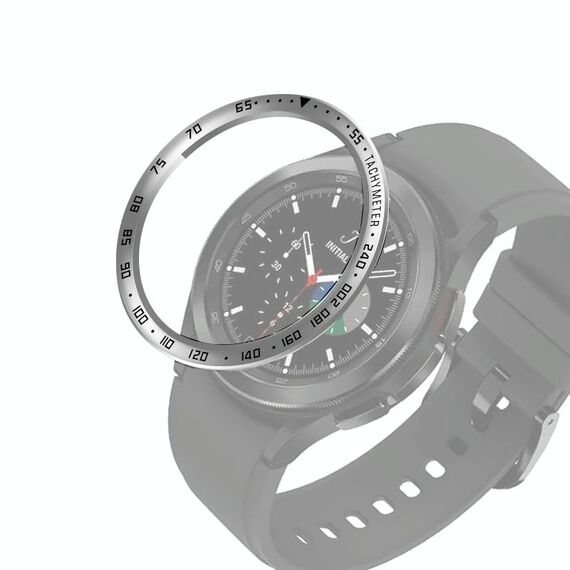 Per Samsung Galaxy Watch4 Classic 46mm Smart Watch anello di cornice in acciaio, versione E (argento anello nero lettera)