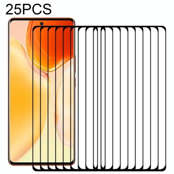 Per Vivo X70 Pro + 25 PCS 3D Bordo curvo a schermo intero Pellicola in vetro temperato (nero)