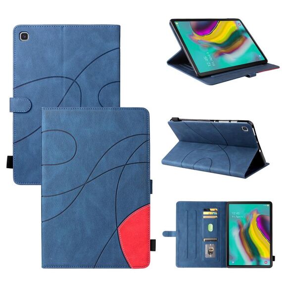 Per Samsung Galaxy Tab S5e T720 Dual-Color Spliping Blip flip custodia in pelle PU con supporto e slot per schede e slot per schede e funzione Sleep / Wake-up (blu)