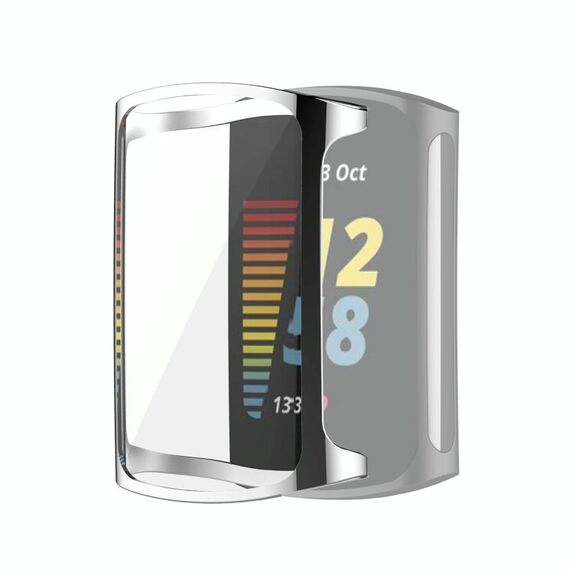 Per Fitbit Carica 5 Copertura full Copertura TPU Custodia protettiva per elettrolitica (Argento)