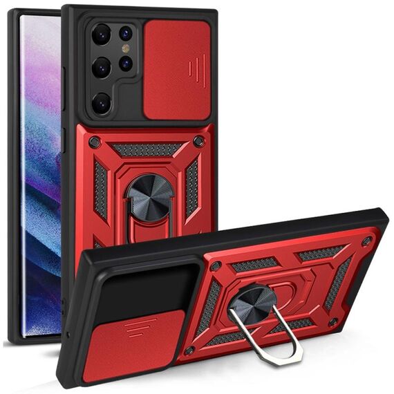 Per Samaung Galaxy S22 Ultra 5G Coperchio fotografica scorrevole Design TPU + custodia protettiva PC (rosso)
