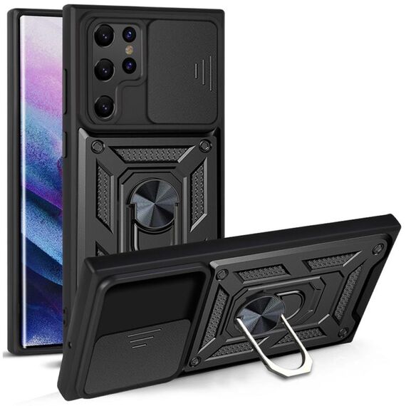 Per SAMAUNG GALAXY S22 Ultra 5G Coperchio fotografica scorrevole Design Custodia protettiva TPU + PC (nero)