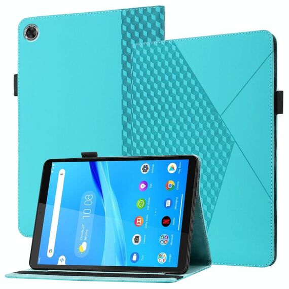 Per Lenovo TAB M8 HD 8505x Rhombus Skin Sent'annaltatura in pelle orizzontale in pelle flip con slot e supporto per carte (lago blu)