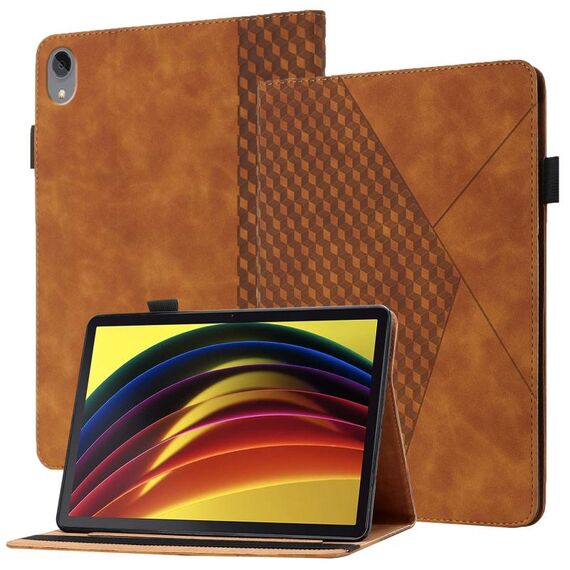 Per Lenovo Tab P11 J606F Rhombus Skin Sent'annalist Horizontal Flip Tablet custodia in pelle con slot e supporto per carte (marrone)