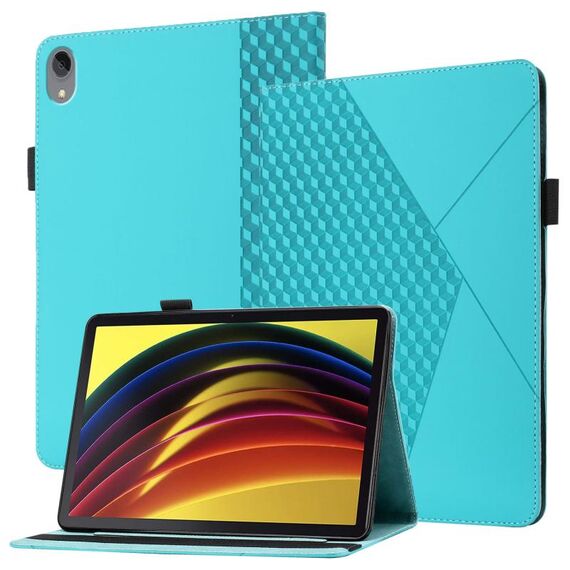 Per Lenovo Tab P11 J606F Rhombus Skin Self Horizontal Flip Tablet custodia in pelle con slot e supporto per carte (lago blu)