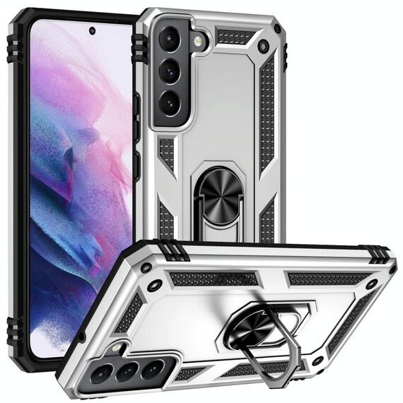 Per SAMAUNG GALAXY S22 + 5G custodia protettiva TPU + PC antiurto con supporto rotante a 360 gradi (argento)