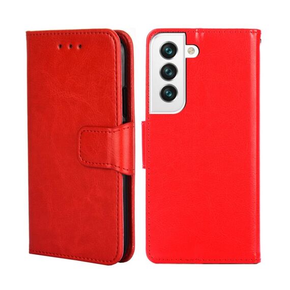 Per Samsung Galaxy S22 + 5G Trama di cristallo Struttura orizzontale Caso in pelle flip con supporto e slot per schede e portafoglio (rosso)
