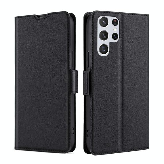 Per Samaung Galaxy S22 Ultra 5G fibbia a tensione ultra-sottile PU + TPU Custodia in pelle flip orizzontale con supporto e slot per schede (nero)