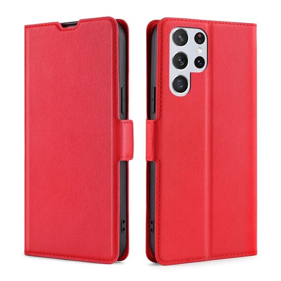 Per Samaung Galaxy S22 Ultra 5G fibbia a tensione ultra-sottile PU + TPU Custodia in pelle flip orizzontale con supporto e slot per schede (rosso)