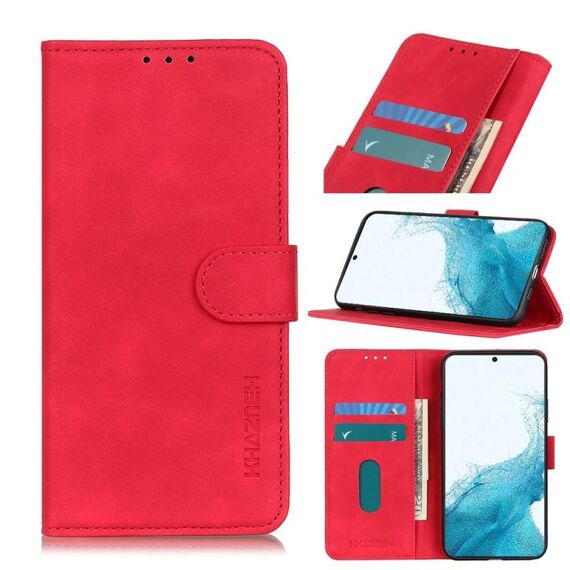 Per Samsung Galaxy S22 + 5G Khazneh Retro Texture PU + TPU Custodia in pelle flip orizzontale con supporto e carta Slot & Portafoglio (rosso)