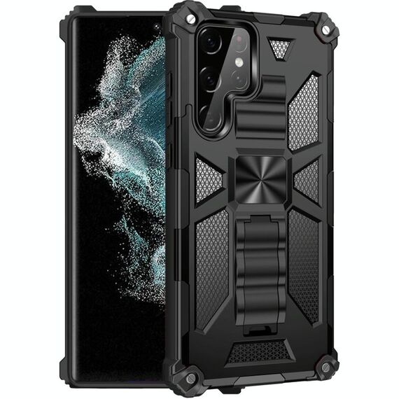 Per Samsung Galaxy S22 Ultra 5G Armor Amour TPU + PC Cassa del telefono protettiva magnetica con supporto (nero)