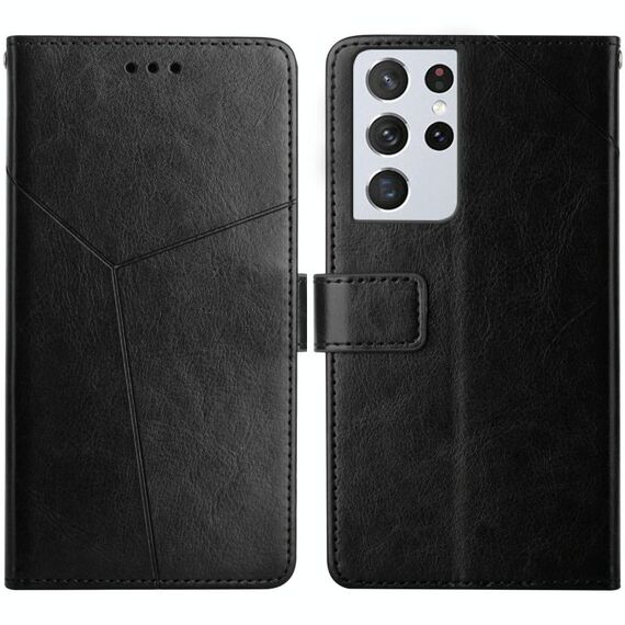 Per Samsung Galaxy S21 Ultra 5G Y Custodia orizzontale a flip orizzontale con supporto e carta Slot e portafoglio e cornice fotografica (nero)