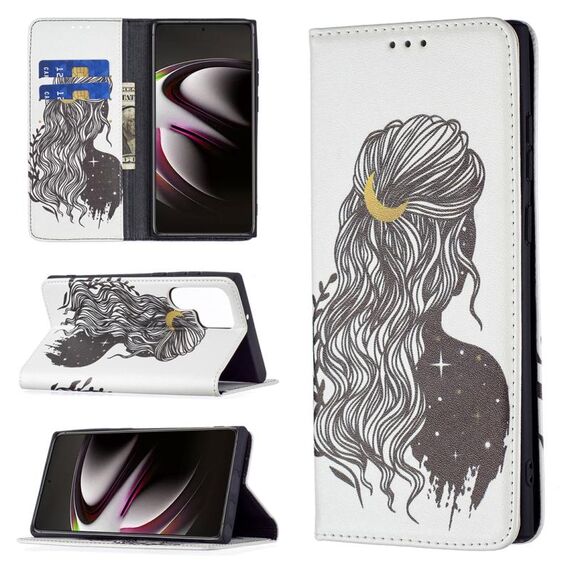 Per Samsung Galaxy S22 Ultra 5G colorato disegno colorato modello invisibile magnetico orizzontale flip custodia in pelle con supporto e carta slot e portafoglio