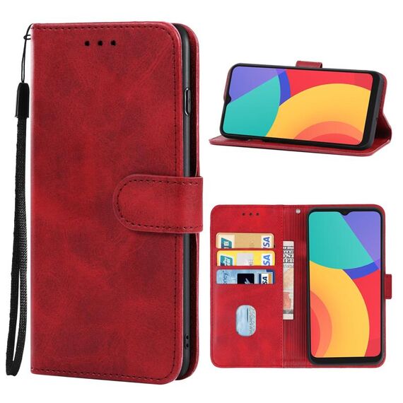 Custodia per cellulare in pelle per Alcatel 1L (2021) (rosso)