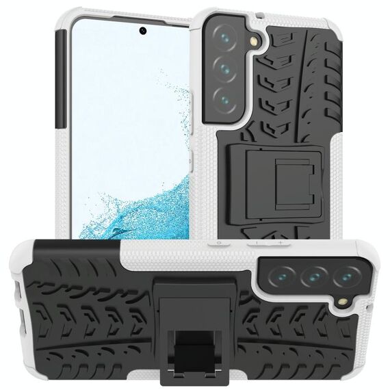 Per Samsung Galaxy S22 + 5G Trama pneumatico TPU antiurto TPU + Cassa del telefono PC con supporto (bianco)