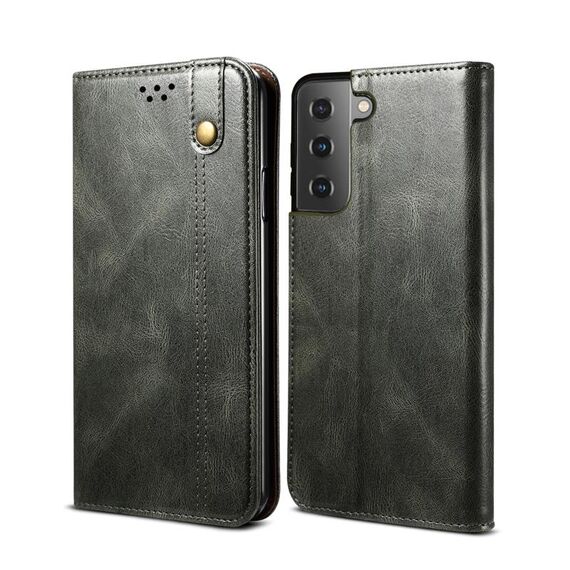 Per Samsung Galaxy S22 5G Semplice cera Crazy Horse Texture orizzontale flip in pelle custodia con slot per schede e supporto (verde scuro)